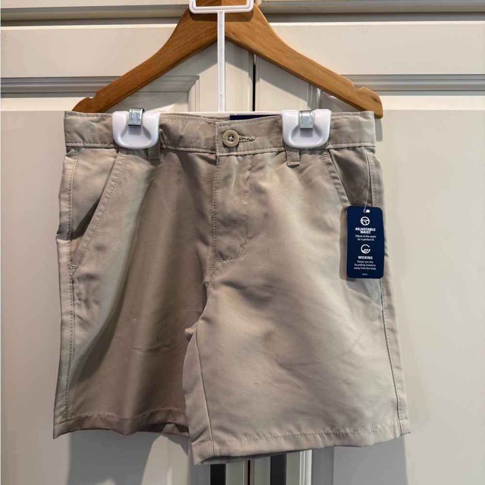 Izod Khaki Flat Front Wicking Shorts